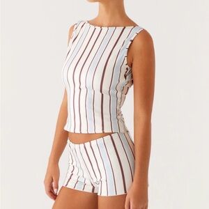 Peppermayo suns our tank and shorts Striped Sleeveless Top and Shorts Set